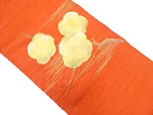 リサイクル　手織り紬枝梅模様織り出し名古屋帯